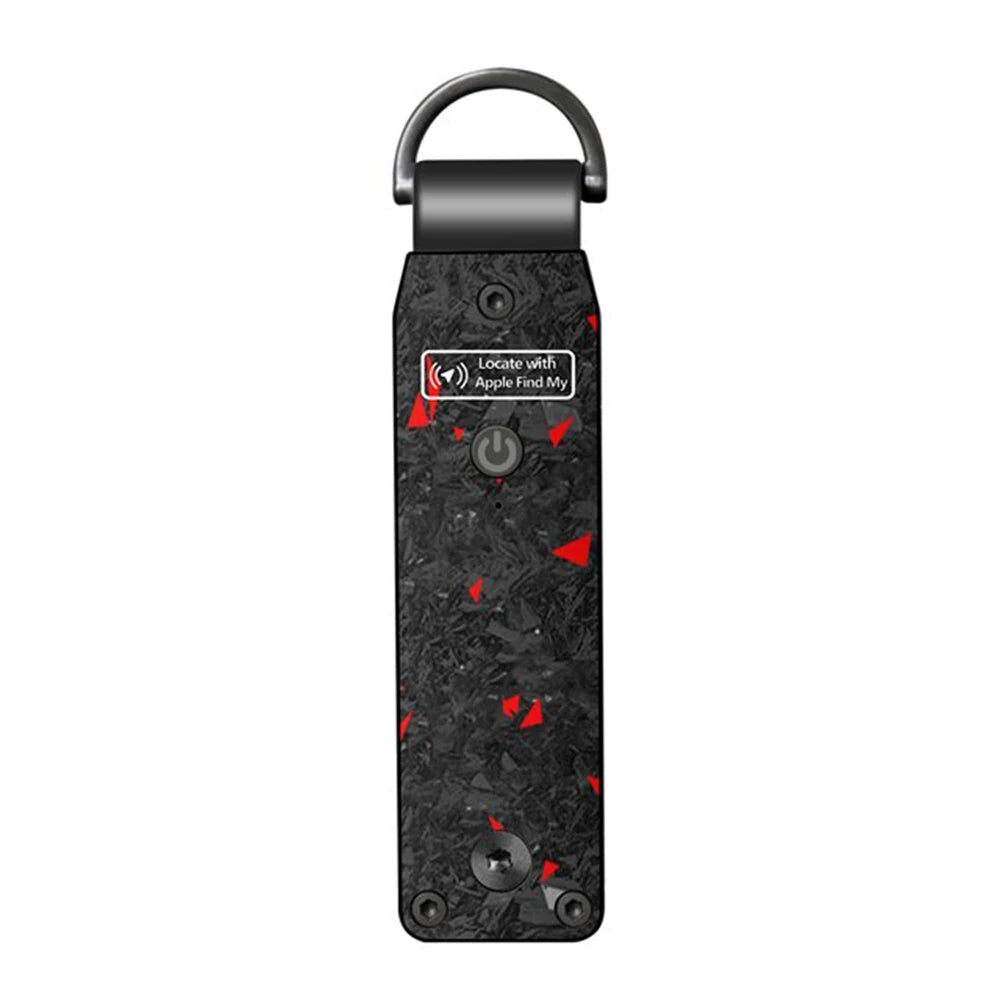 NURVION keychain in a dark fleck-pattern finish with red accent flecks